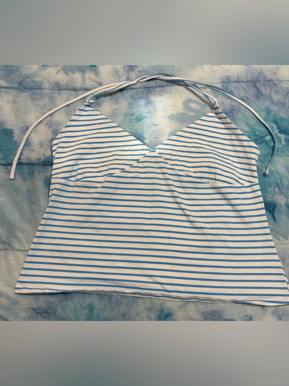 wild fable White and Light Blue Striped Halter Tank Top